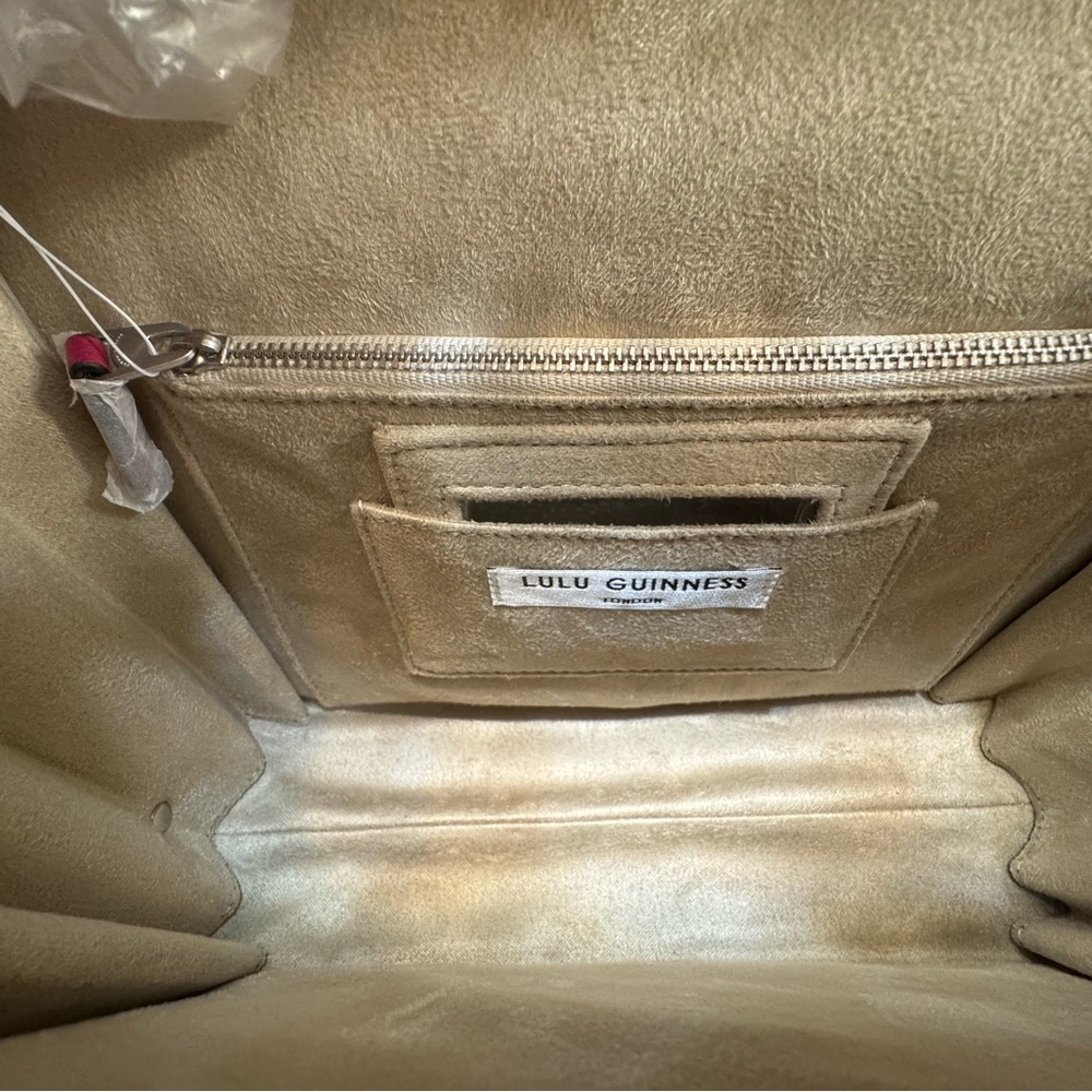 NWT Lulu Guinness Large Queenie Satchel Pink Raspberry Leather Crossbody Bag - Picture 10 of 15